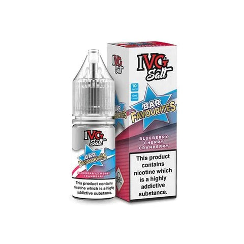 Buy cheapest online IVG Salts 10ml IVG Bar Favourites - Pack Of 10 Blueberry Cherry Cranberry 20MG at lowest price in uk