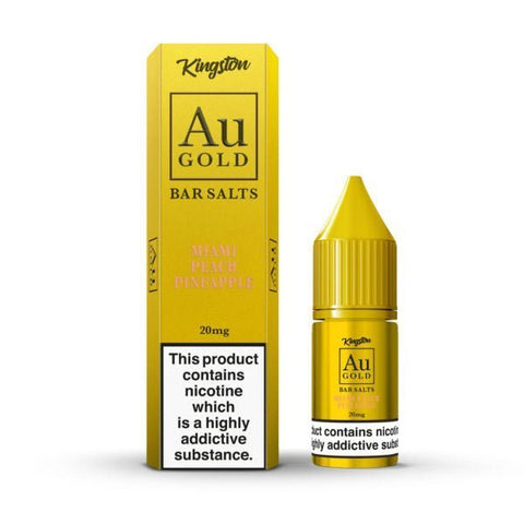 Buy cheapest online Kingston Au Gold Bar Salts 10ml E-liquids - Box of 10 Miami Peach Pineapple at lowest price in uk
