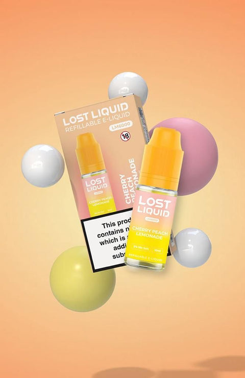 Buy cheapest online Lost Liquid Nic Salt 10ml E-liquid - Box of 10 Cherry Peach Lemonade 10mg at lowest price in uk