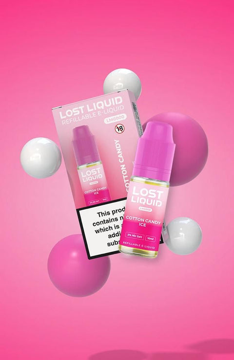 Buy cheapest online Lost Liquid Nic Salt 10ml E-liquid - Box of 10 Cotton Candy Ice 10mg at lowest price in uk