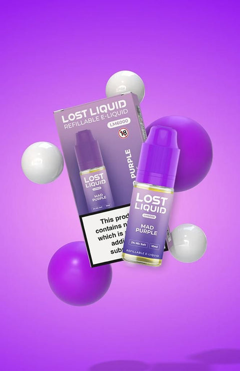 Buy cheapest online Lost Liquid Nic Salt 10ml E-liquid - Box of 10 Mad Purple 10mg at lowest price in uk