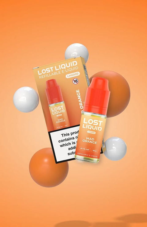 Buy cheapest online Lost Liquid Nic Salt 10ml E-liquid - Box of 10 Mad Orange 10mg at lowest price in uk