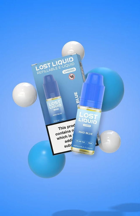 Buy cheapest online Lost Liquid Nic Salt 10ml E-liquid - Box of 10 Mad Blue 10mg at lowest price in uk