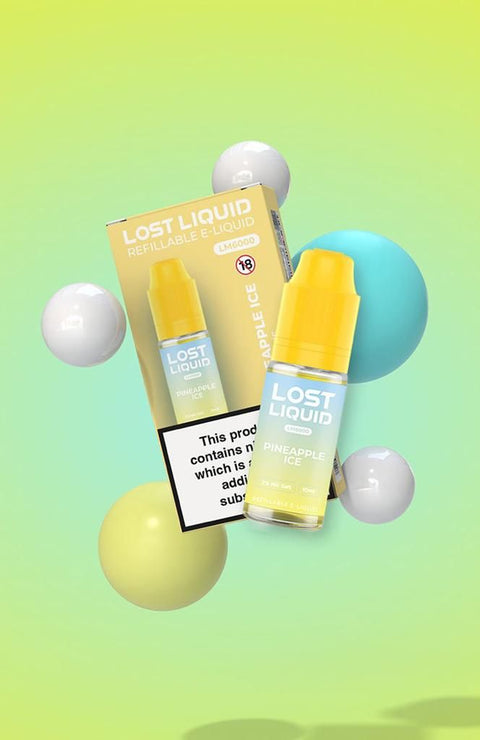 Buy cheapest online Lost Liquid Nic Salt 10ml E-liquid - Box of 10 Pineapple Ice 10mg at lowest price in uk