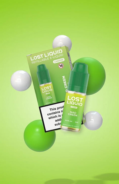 Buy cheapest online Lost Liquid Nic Salt 10ml E-liquid - Box of 10 Mad Green 10mg at lowest price in uk