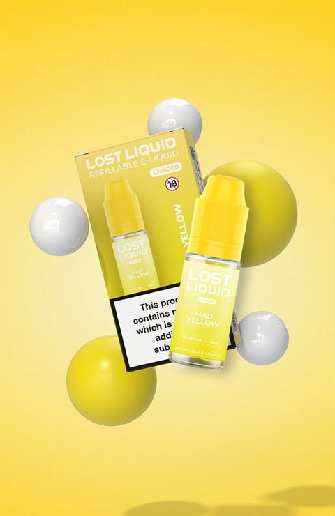 Buy cheapest online Lost Liquid Nic Salt 10ml E-liquid - Box of 10 Mad Yellow 10mg at lowest price in uk