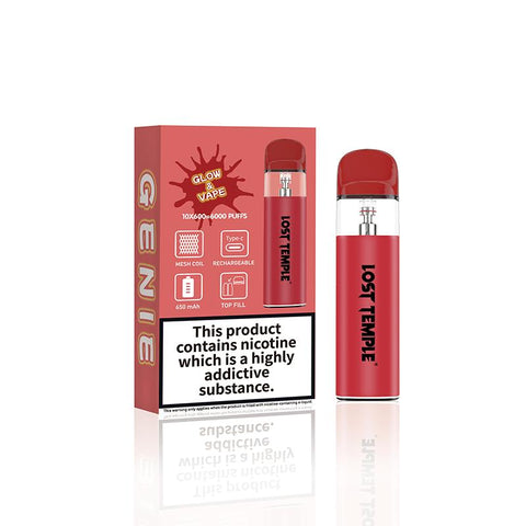 Buy cheapest online Lost Temple Genie Glow & Vape Refillable Pod System Kit Red at lowest price in uk
