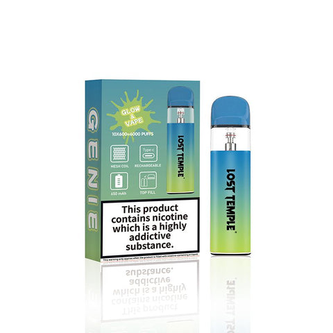 Buy cheapest online Lost Temple Genie Glow & Vape Refillable Pod System Kit Blue Green at lowest price in uk
