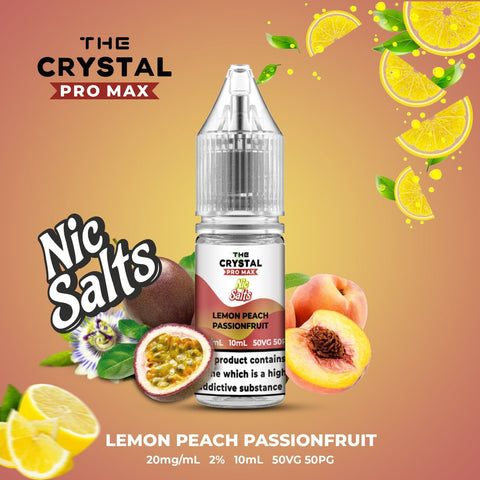 Buy cheapest online The Crystal Pro Max Vape Nic Salts 10ml - Box of 10 Lemon Peach Passionfruit 20mg at lowest price in uk