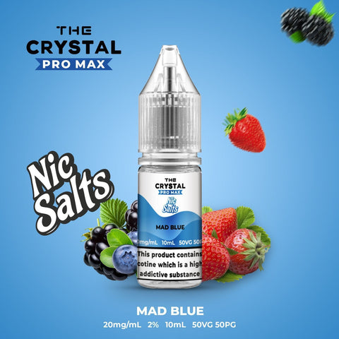 Buy cheapest online The Crystal Pro Max Vape Nic Salts 10ml - Box of 10 Mad Blue 20mg at lowest price in uk