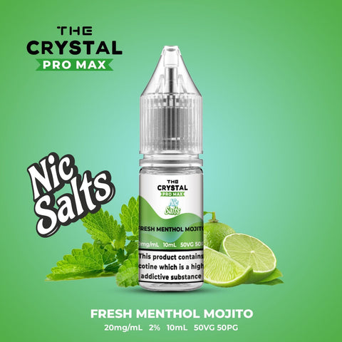 Buy cheapest online The Crystal Pro Max Vape Nic Salts 10ml - Box of 10 Fresh Menthol Mojito 20mg at lowest price in uk
