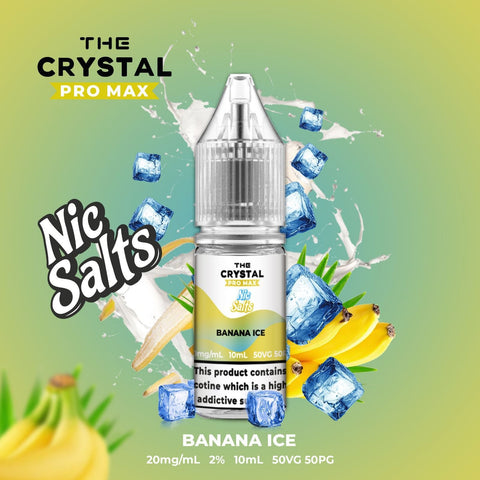 Buy cheapest online The Crystal Pro Max Vape Nic Salts 10ml - Box of 10 Banana Ice 20mg at lowest price in uk