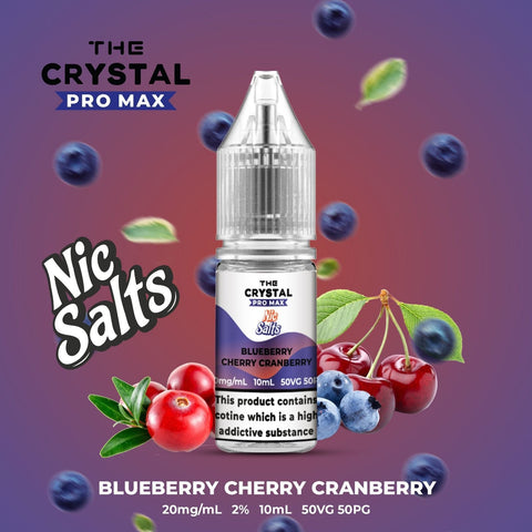 Buy cheapest online The Crystal Pro Max Vape Nic Salts 10ml - Box of 10 Blueberry Cherry Cranberry 20mg at lowest price in uk