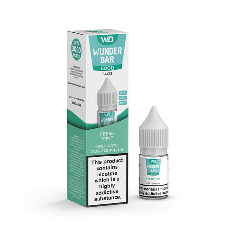 Buy cheapest online Wundar Bar 6000 Nic Salt 10ml - Box of 10 Fresh Mint 20mg at lowest price in uk